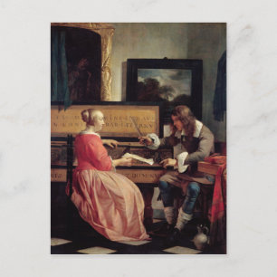 1665, a Man and a Women Seated by a Virginal, c.16 Postkarte