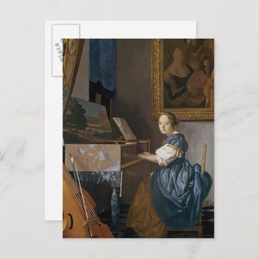 1670, eine junge Lady mit Sitz in einer Jungfrau Postkarte (Vorne/Hinten)