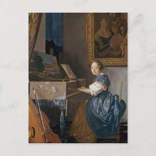 1670, eine junge Lady mit Sitz in einer Jungfrau Postkarte