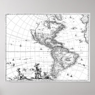 1671 Karte Totius Americae Beschreibung Poster