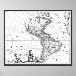 1671 Karte Totius Americae Beschreibung Poster