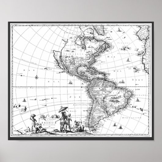 1671 Karte Totius Americae Beschreibung Poster (Vorne)