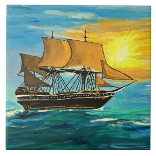 1678 Whaling Ship Painting Fliese