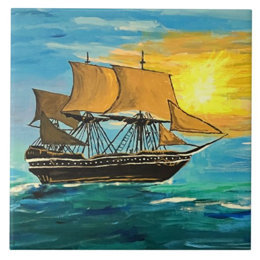 1678 Whaling Ship Painting Fliese (Vorderseite)