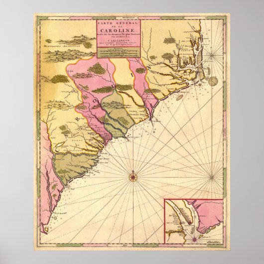 1683 South Carolina Karte Poster (Vorne)