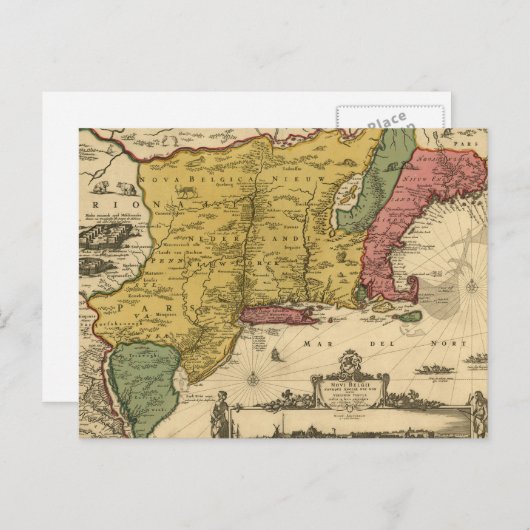 1685 Karte - New Belgien, The New World, New Engla (Vorne/Hinten)