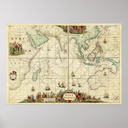 1690 Sea Chart von Dutch East India Company Poster (Vorne)