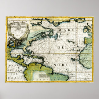 1691 Atlantische Schönheitskarte Poster