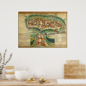 1691 Französische Karte der Stadt Kamianets Podils Poster (Küche)