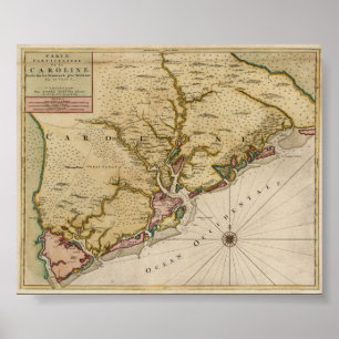 1696 Carolina Karte Poster