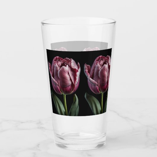 16 0z "Elegant Lila Tulip" amerikanischer Stil - G Glas (Vorderseite)