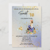 *~* 16 16 . GEBURTSTAG Ombre Blue Mermaid Geburtst Einladung (Rückseite)