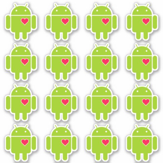 16 Android Robot-Liebe Aufkleber (Vorderseite)