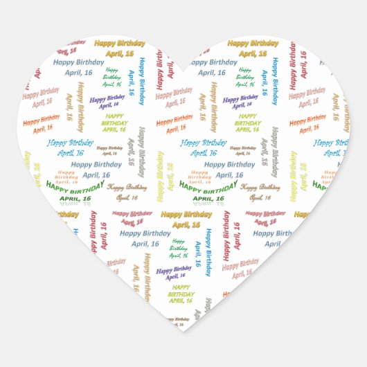 16. April Herz-Aufkleber (Vorderseite)