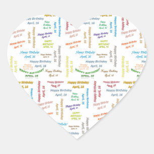 16. April Herz-Aufkleber