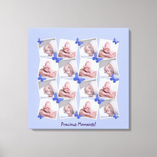 16 Bilder Collage Wertvoll Moments Periwinkle Blue Leinwanddruck (Vorderseite)