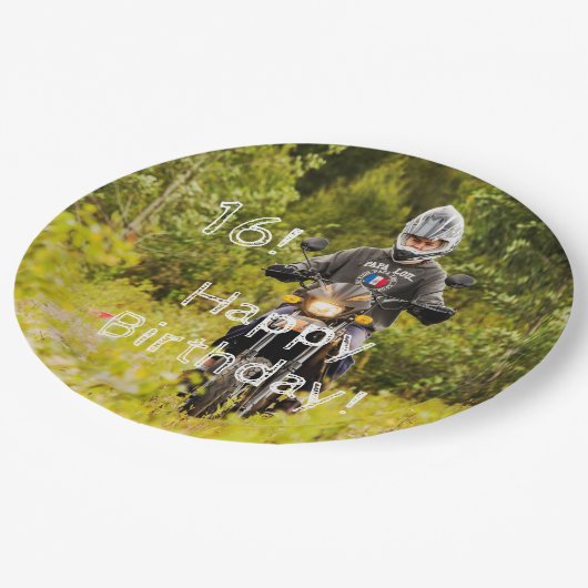 16. Birthday Foto Boy Pappteller (Schrägansicht)