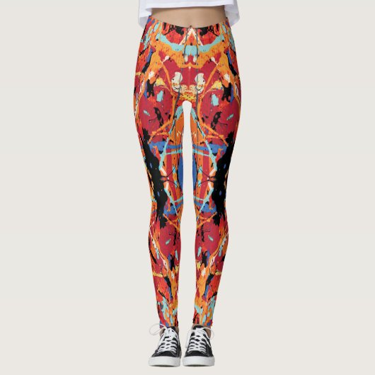16 Bit Villain Orange Black Spritzer Leggings (Vorderseite)