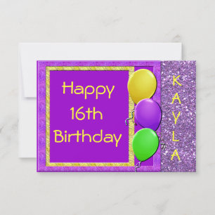 16. Bling Geburtstag Einladung LILA ZURÜCK