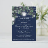 16. Brautparty Lights Rustische Eukalyptus-Marine Einladung (Stehend Vorderseite)