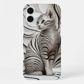 16 CASE & more - White Cat / Black Stripes iPhone Hülle (Rückseite)