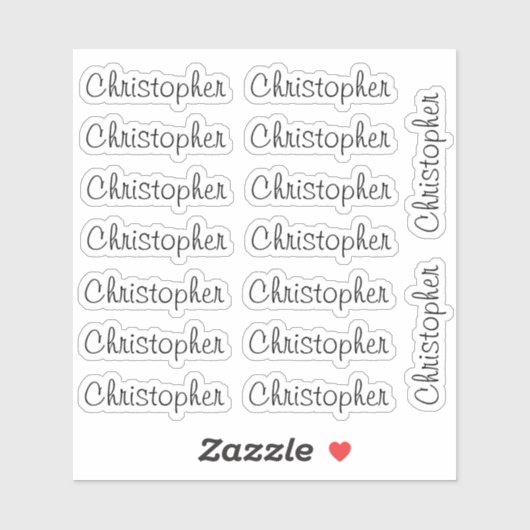 16 Custom Modern 10/11 Letters Name Word Black Aufkleber (Blatt)