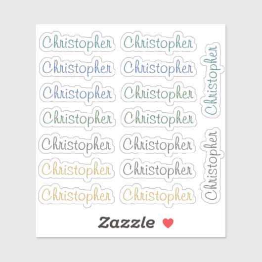 16 Custom Modern 10/11 Letters Name Word Neutral  Aufkleber (Blatt)