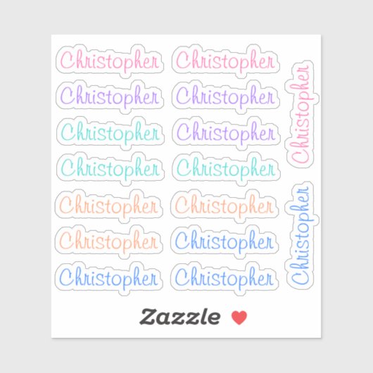 16 Custom Modern 10/11 Letters Name Word Trendy Aufkleber (Blatt)