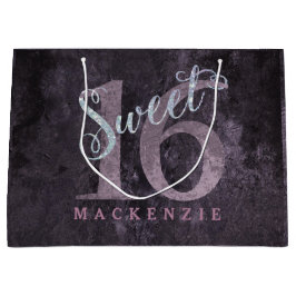 16. Dusty Pink Rose | Sweet 16 Silver Glitzer | Große Geschenktüte