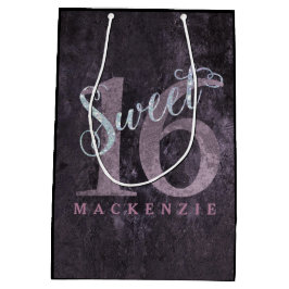 16. Dusty Pink Rose | Sweet 16 Silver Glitzer | Mittlere Geschenktüte