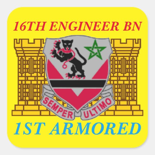 16. ENGINEER BATTALION 1. ARMORED STICKERS (Vorderseite)