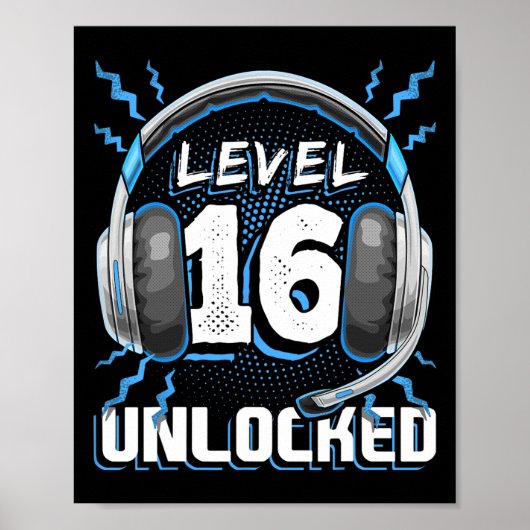 16 Entsperrtes Videospiel 16. Geburtstag PC Gaming Poster (Vorne)