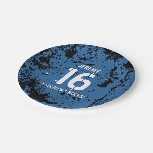 16. Felsen-BLAUER Schmutz F16Z des Pappteller (Schrägansicht)