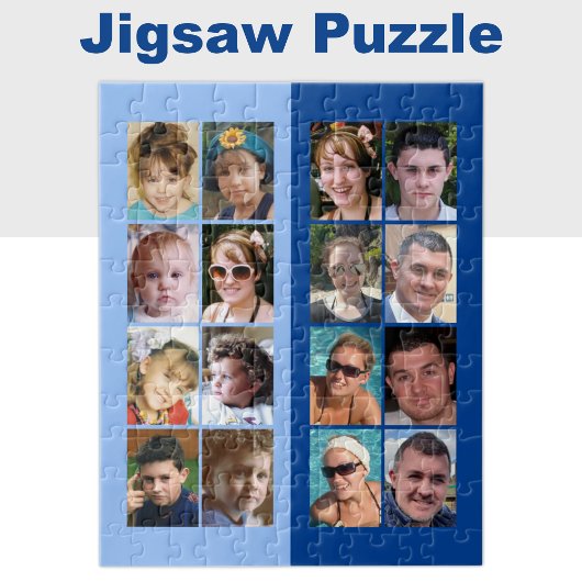 16 Foto Collage hell und dunkelblau Puzzle