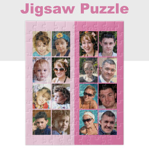 16 Foto Collage hell und dunkelrosa Puzzle
