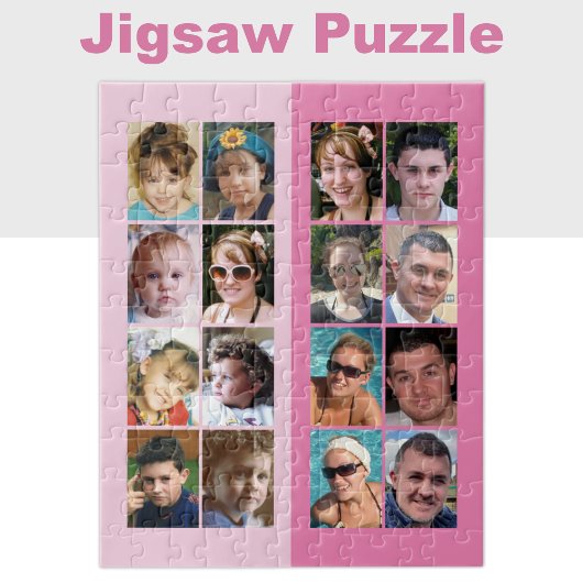 16 Foto Collage hell und dunkelrosa Puzzle