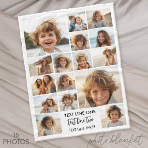 16 Foto-Collage Montage und Text - Kann weiß bearb Fleecedecke