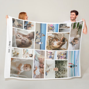 16 Foto-Collage und Textvorlage personalisiert Fleecedecke