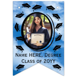 16-Foto Graduation Cap Throw in the Air, Blue Sky Wimpelkette