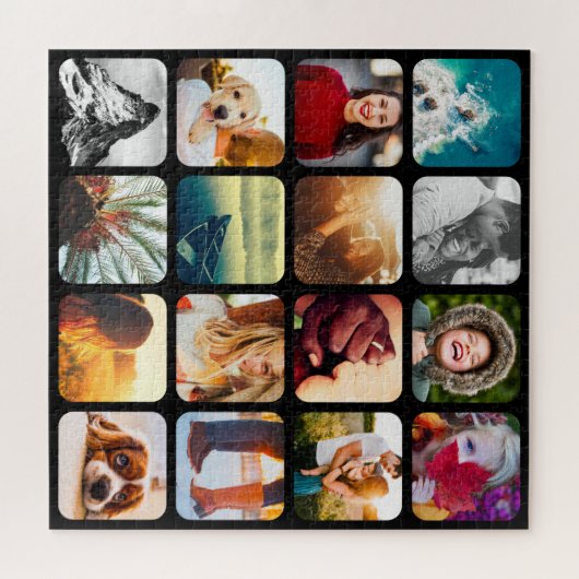 16 Foto Jigsaw Puzzle Vorlage schwarz gerundet (Horizontal)
