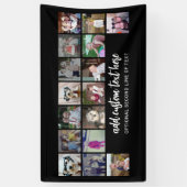 16 Foto-Raster - 2 Zeilen Text - Schwarz-weißes Pa Banner (Vertikal)