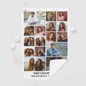 16 FotoCollage - Benutzerdefinierter Text - Schwar Golfhandtuch (Insitu)