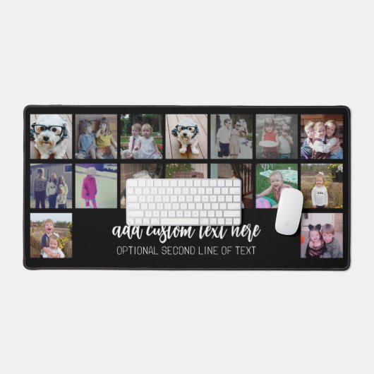 16 FotoCollage - Script White 2 Lines Text Schreibtischunterlage (Tastatur & Maus)