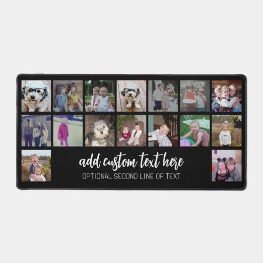 16 FotoCollage - Script White 2 Lines Text Schreibtischunterlage (Vorderseite)