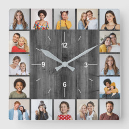 16 Fotomaterial Lichtgraue Imitate Holzzaun Quadratische Wanduhr