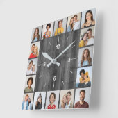 16 Fotomaterial Lichtgraue Imitate Holzzaun Quadratische Wanduhr (Winkel)