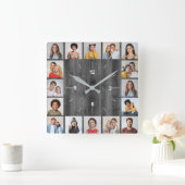 16 Fotomaterial Lichtgraue Imitate Holzzaun Quadratische Wanduhr (Zuhause)