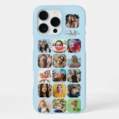 16 Fotomaterial Pastellblau und Monogramm iPhone Hülle (Rückseite)