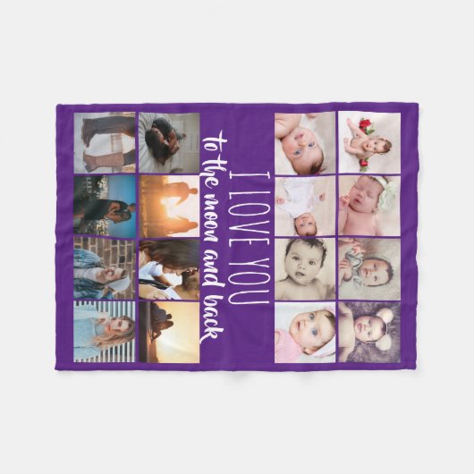 16 Fotos sammeln Liebe Sie zum Mond und zurück Fleecedecke (Vorderseite (Horizontal))