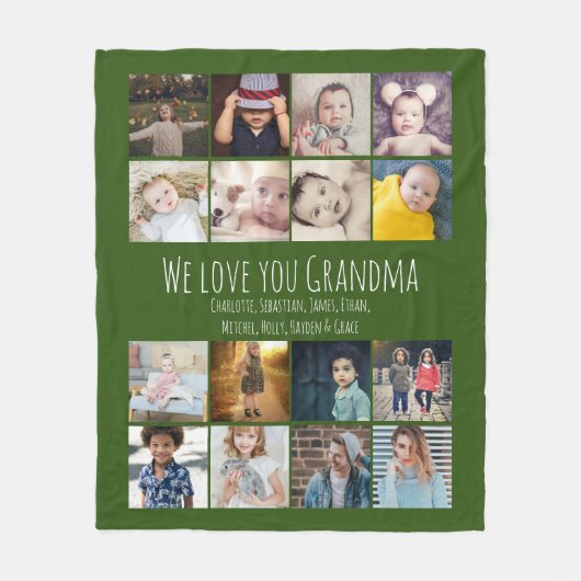 16 Fotos von Collage and Personalized Text Fleecedecke (Vorderseite)